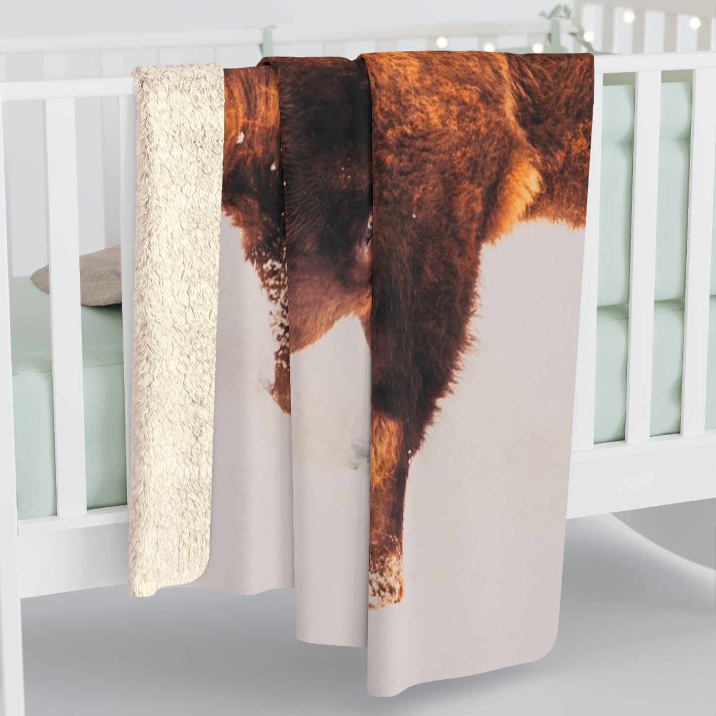 Double Exposure of Wild Bison in fall Sherpa Fleece Blanket