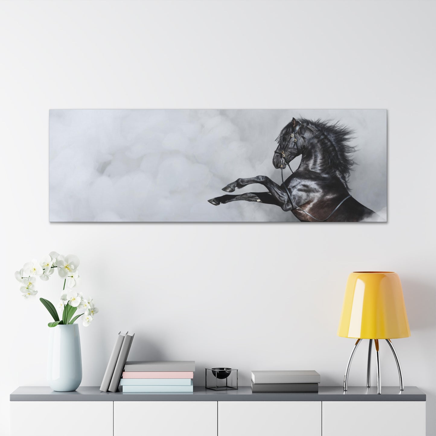 Black Horse in Fog - Canvas