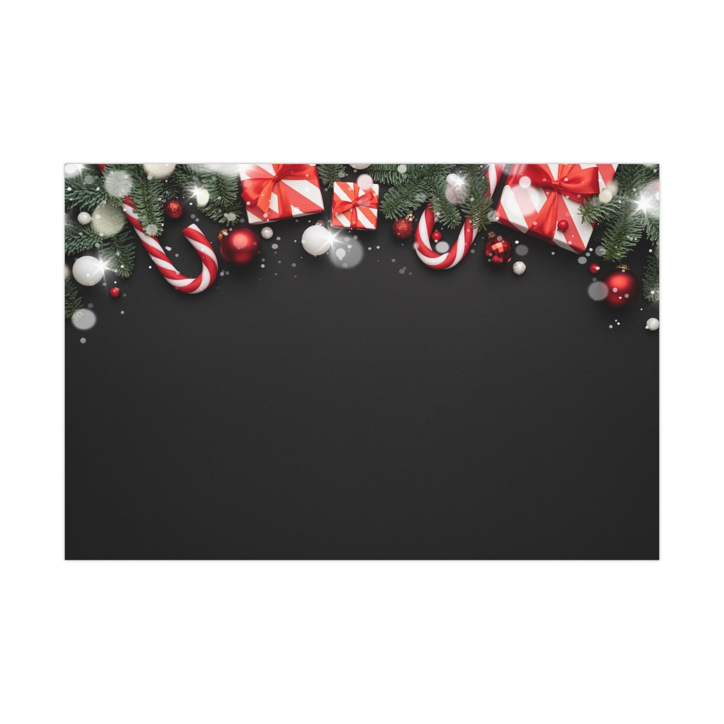 Black with Candy Canes Christmas Gift Wrap Papers