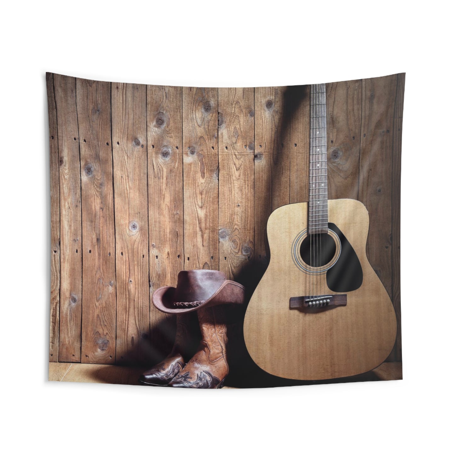 Acoustic Guitar Cowboy Boot - Indoor Wall Tapestries