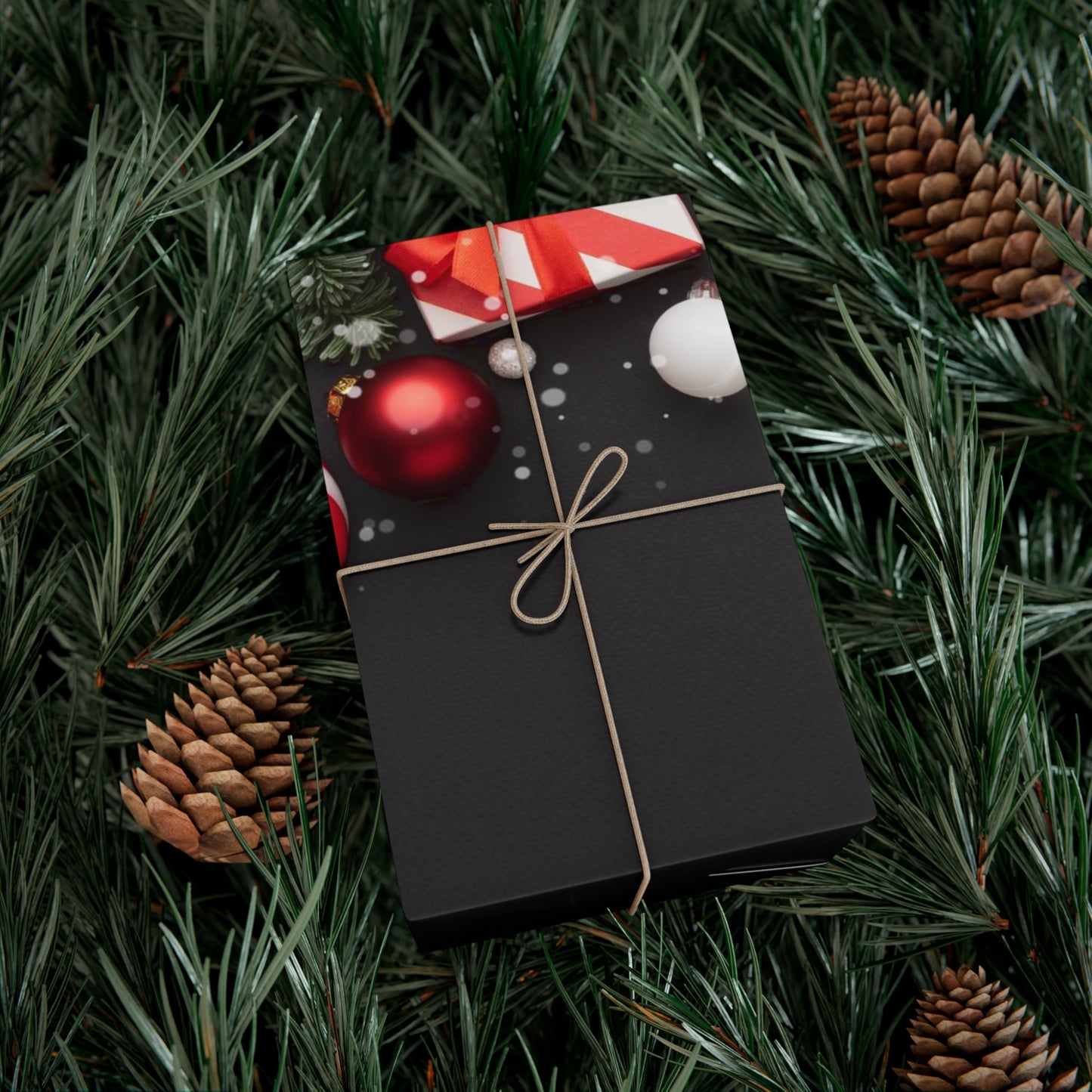 Black with Candy Canes Christmas Gift Wrap Papers