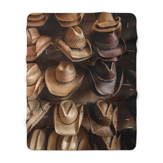 Cowboy Hat Sherpa Fleece Blanket for Home