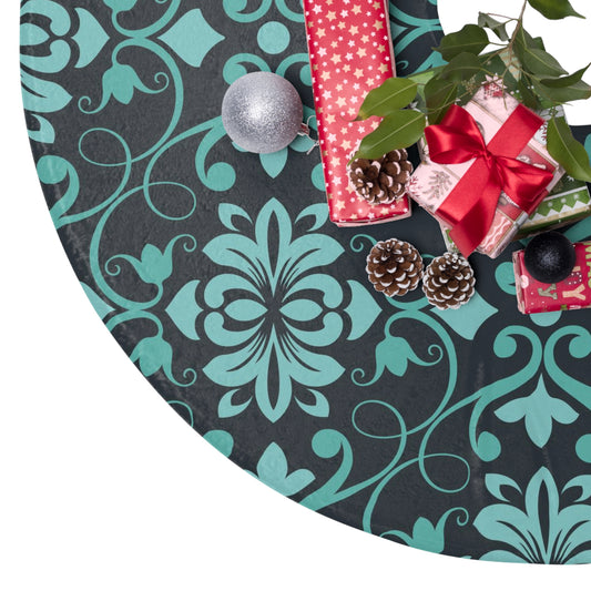 Teal Pattern Christmas Tree Skirts