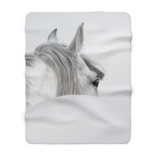 Majestic White Horse Sherpa Fleece Blanket for Home