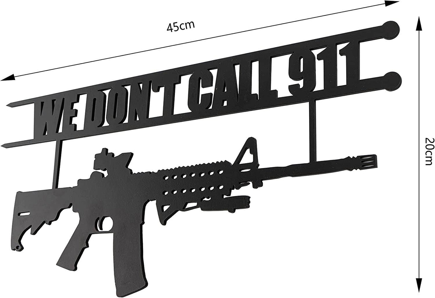 Metal No Trespassing Sign "We Don't Call 911" Gun Metal Door