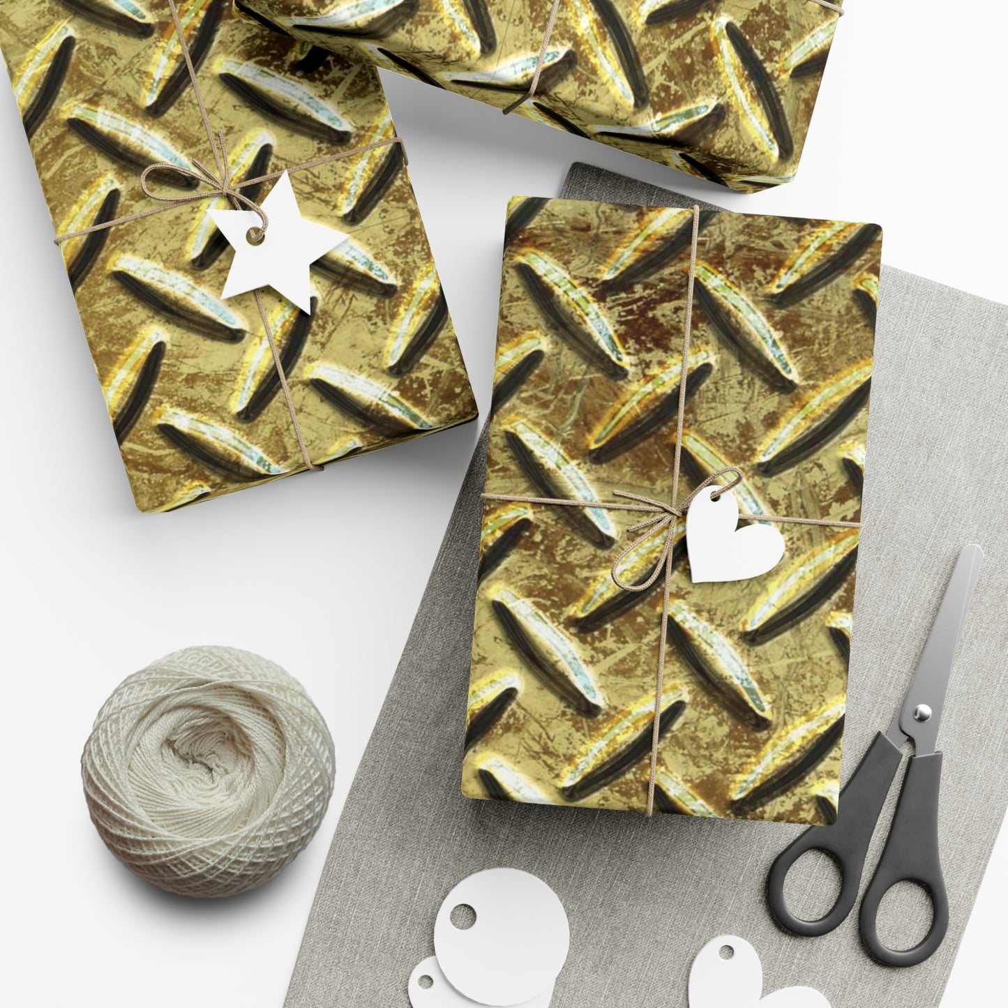 Gold Treadplate Gift Wrap Papers