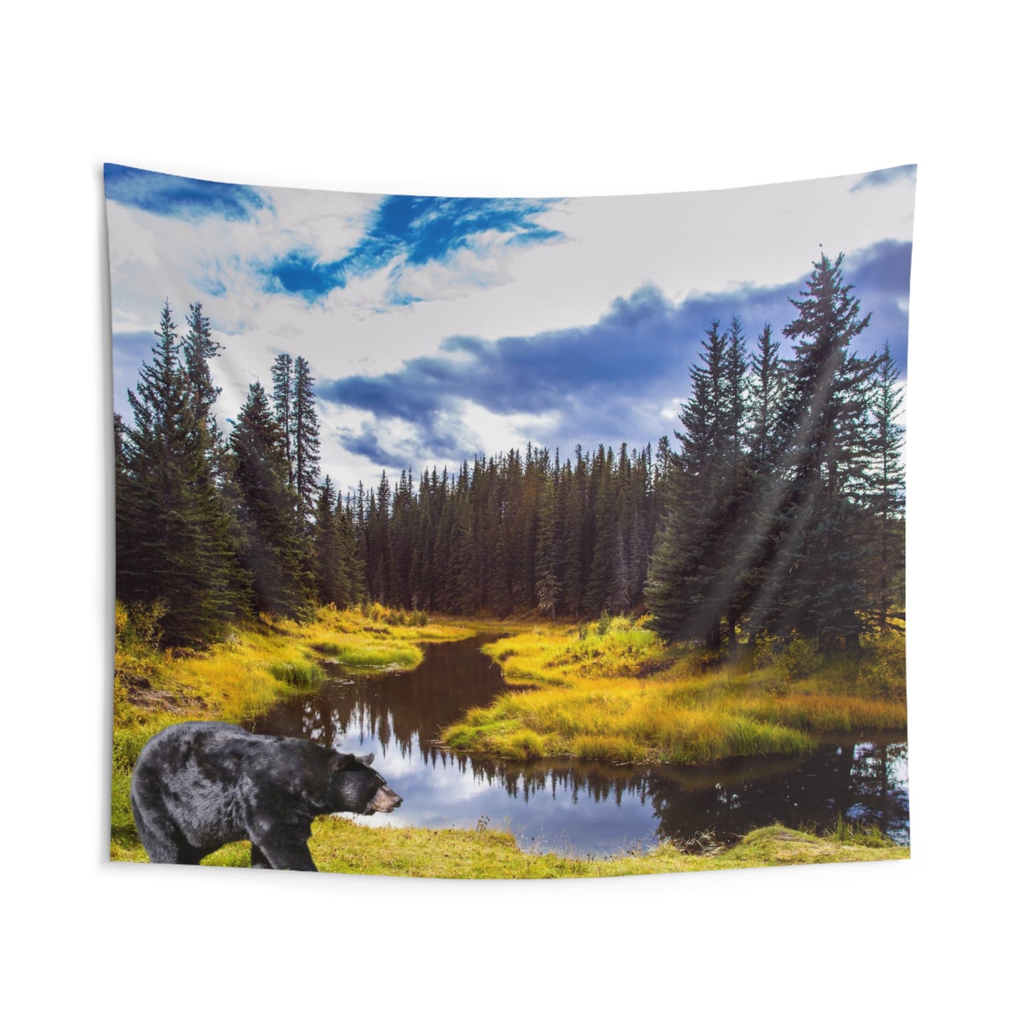 Black Bear in the Mountains Indoor Wall Tapestries