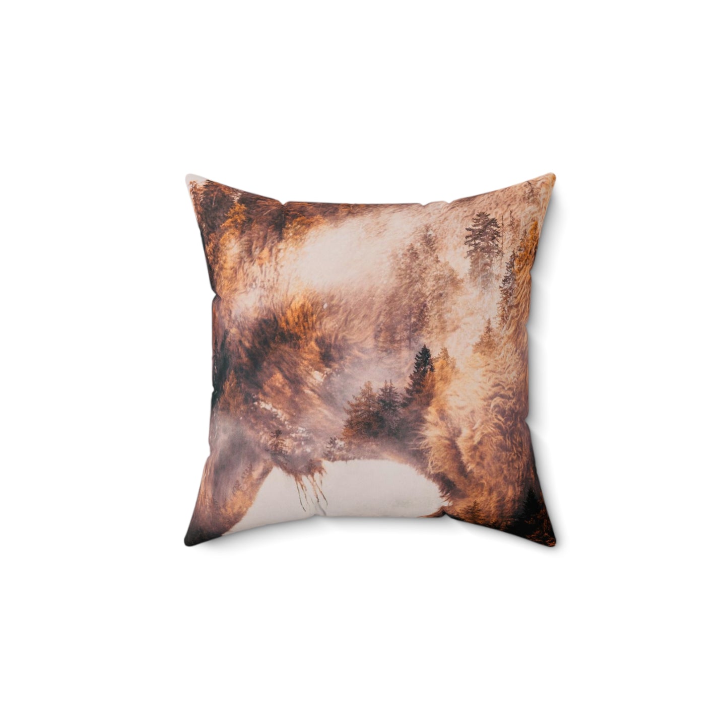 Double exposure Buffalo  Square Pillow