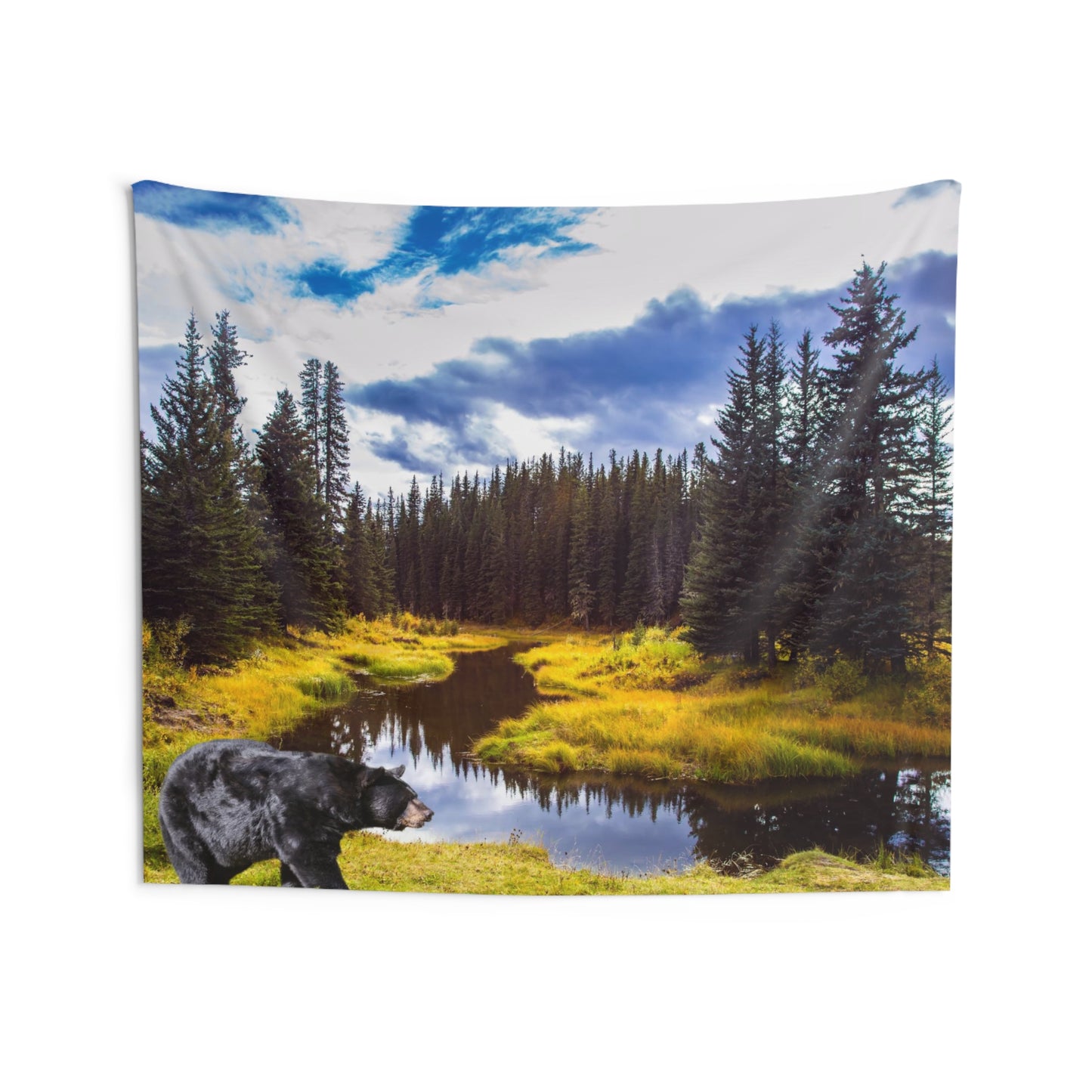 Black Bear in the Mountains Indoor Wall Tapestries