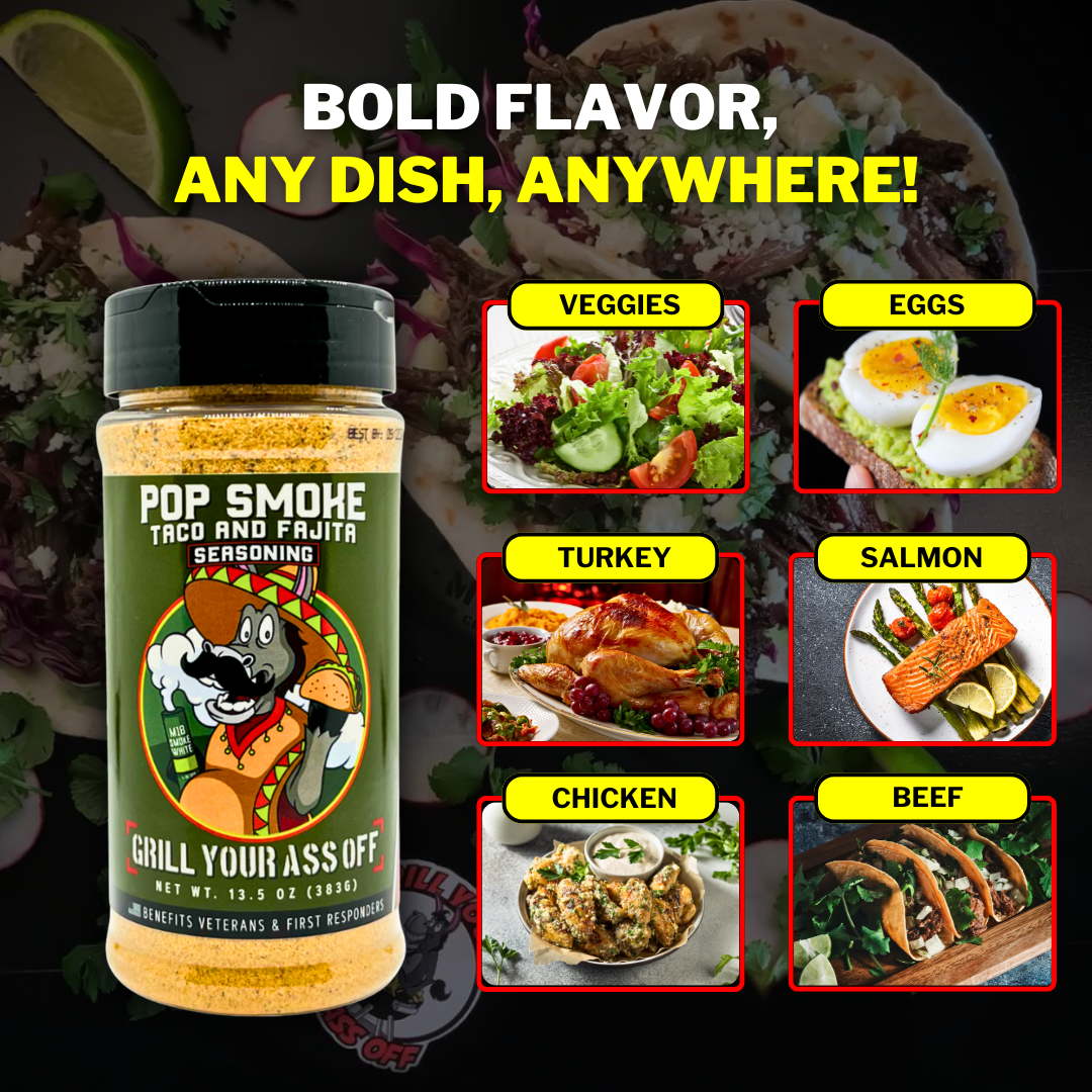 Pop Smoke Taco & Fajita Seasoning – Bold Tex-Mex Flavor Grill Your Ass Off - Spices, Rubs, Seasonings, Sauces, Jerky
