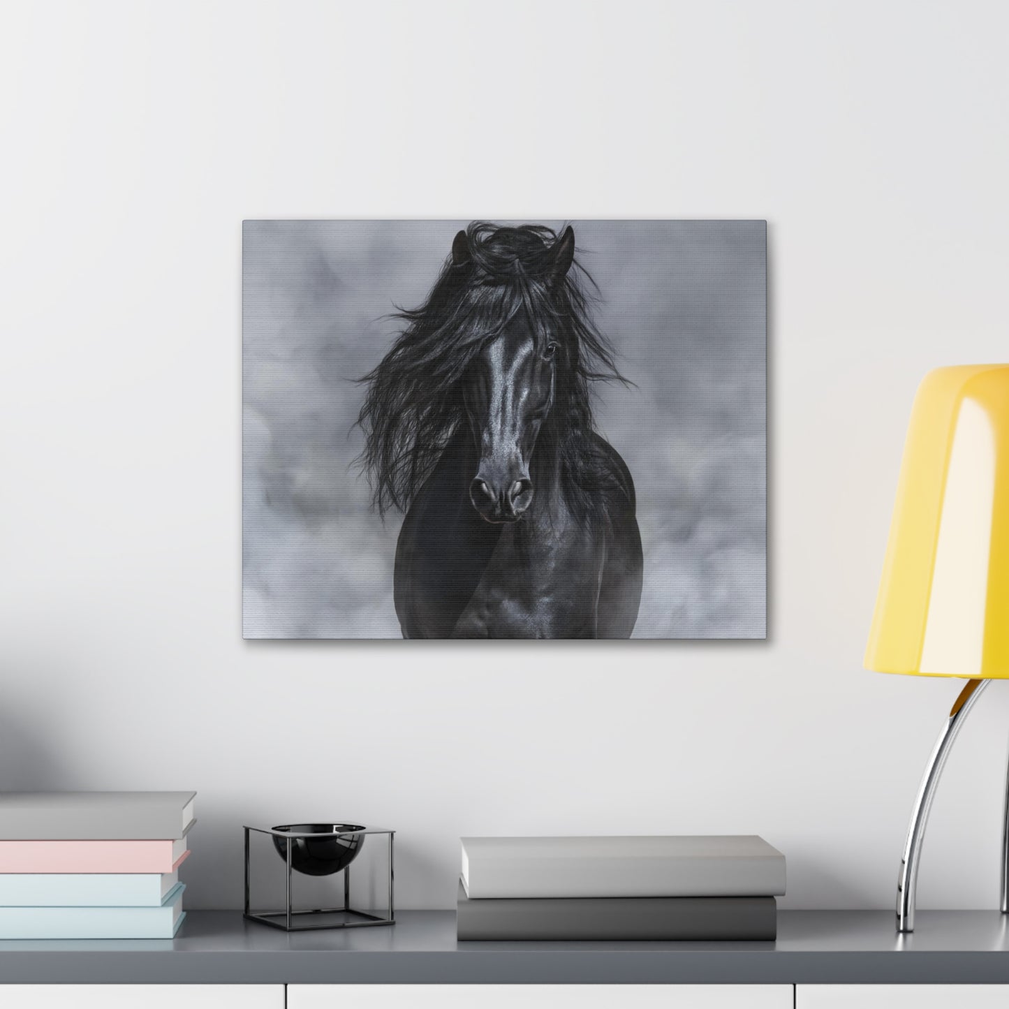 Black Horse in Black and White - Canvas