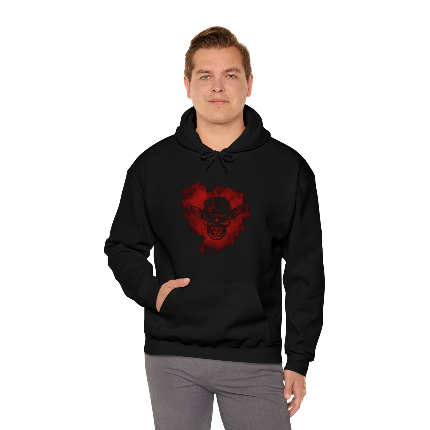 Red Silhouette Cowboy Smoke - Unisex Heavy Blend™ Hooded Sweatshirt