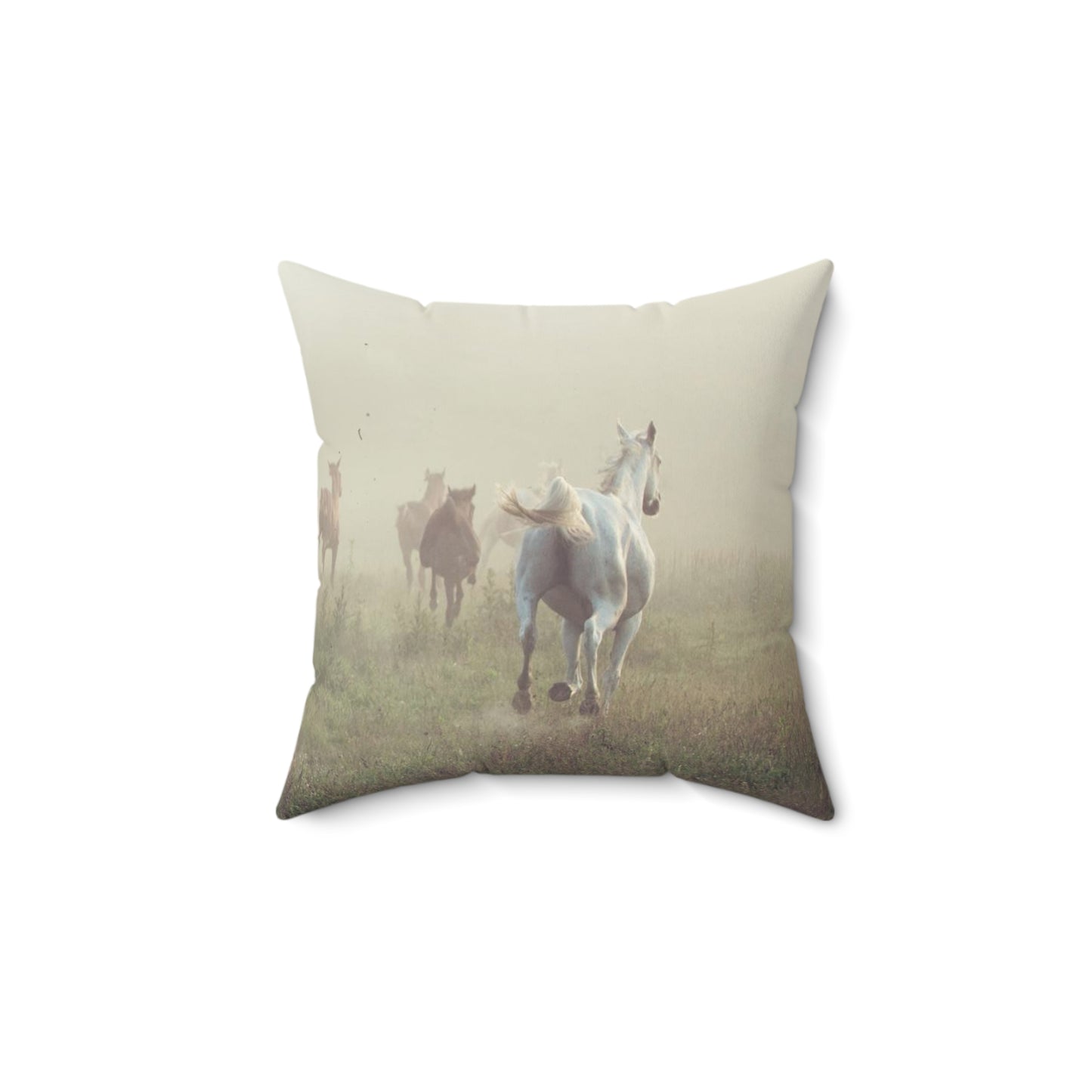 Wild Horses Spun Polyester Square Pillow