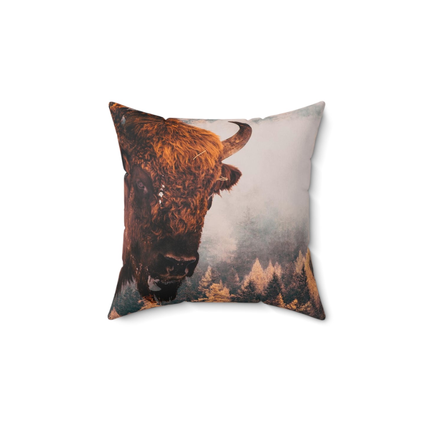 Double exposure Buffalo  Square Pillow