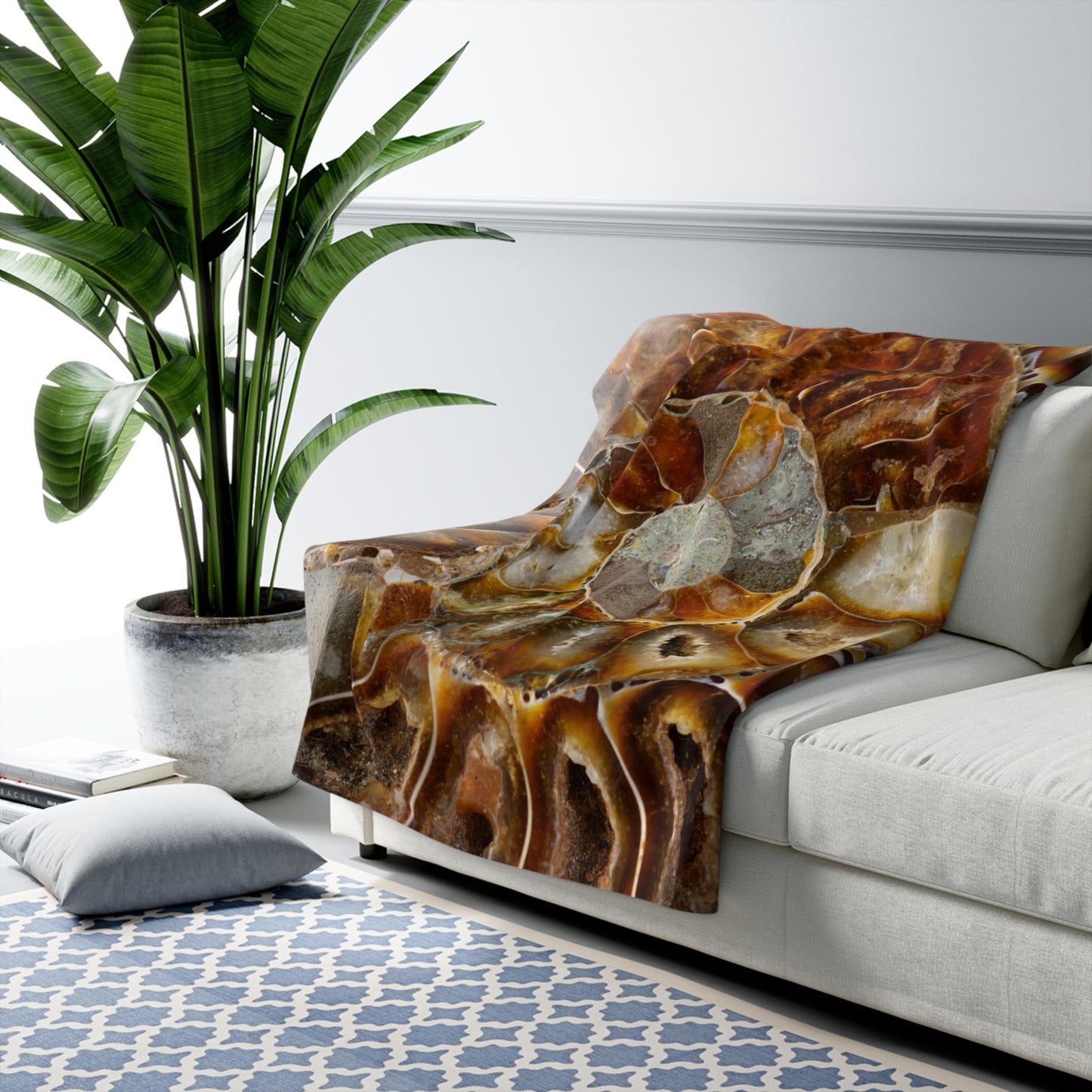 Ammonite Fossil Sherpa Fleece Blanket