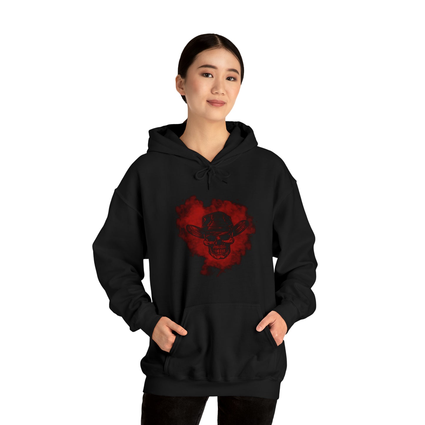 Red Silhouette Cowboy Smoke - Unisex Heavy Blend™ Hooded Sweatshirt