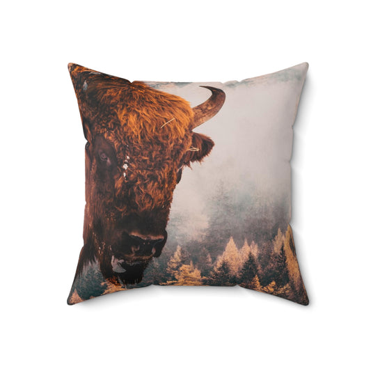 Double exposure Buffalo  Square Pillow