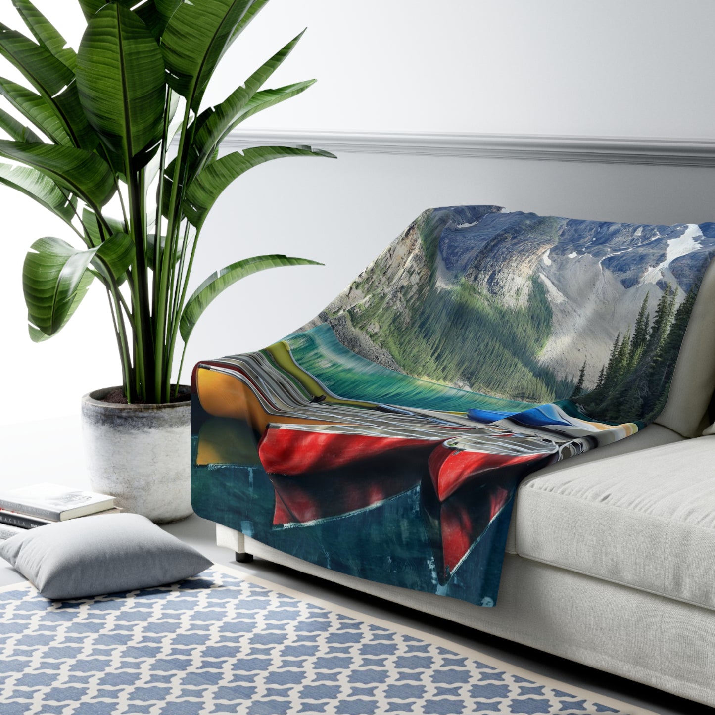 Moraine Lake Alberta Sherpa Fleece Blanket