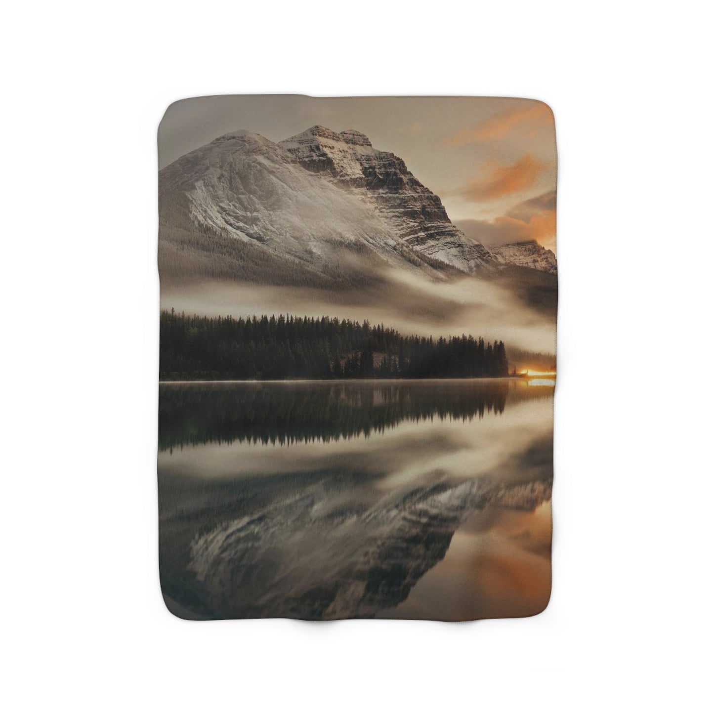 Sunset in Banff Alberta Sherpa Fleece Blanket for Home