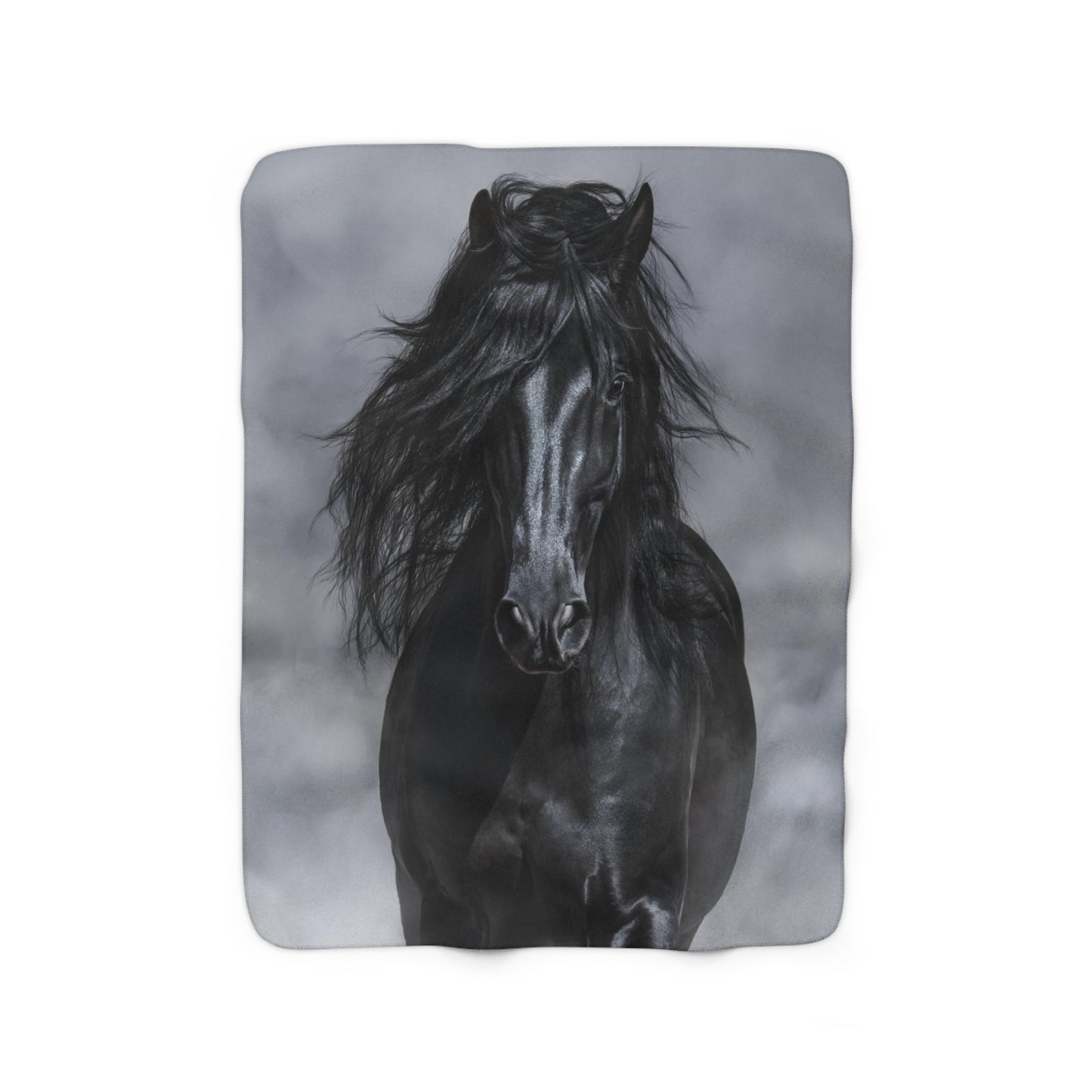 Black and White Black Stallion Sherpa Fleece Blanket for Home