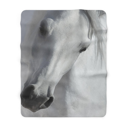 White Stallion Sherpa Fleece Blanket