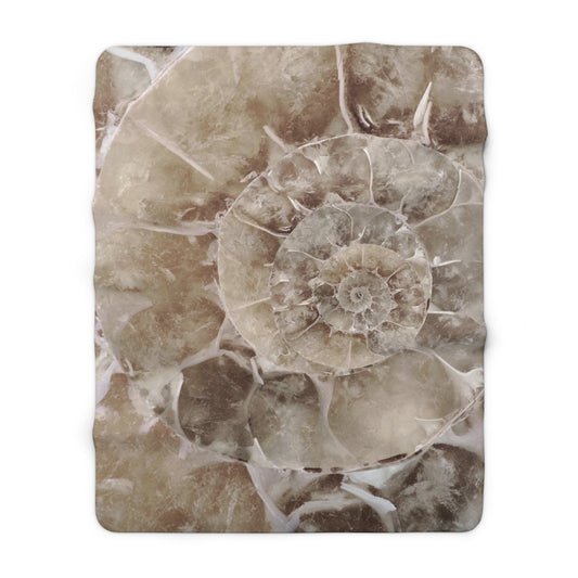 Ammonite Fossil Sherpa Fleece Blanket