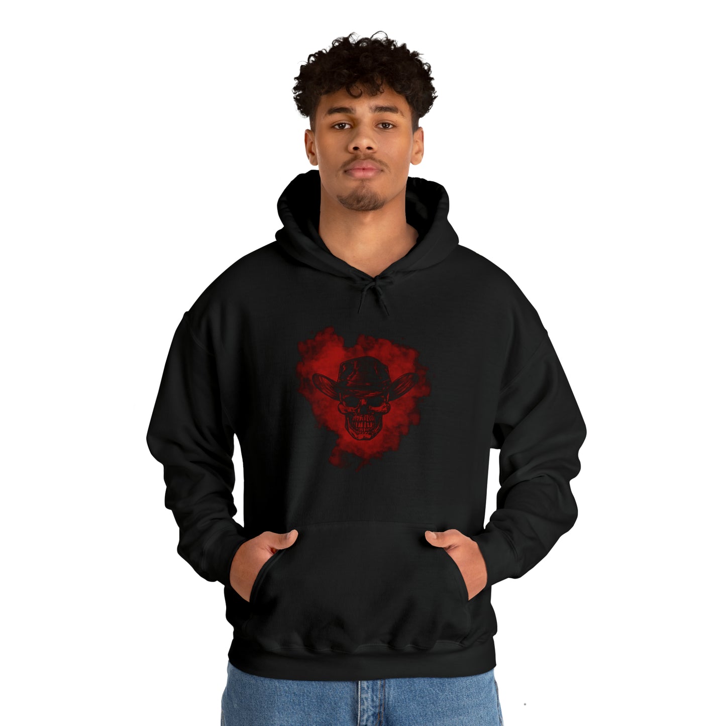 Red Silhouette Cowboy Smoke - Unisex Heavy Blend™ Hooded Sweatshirt