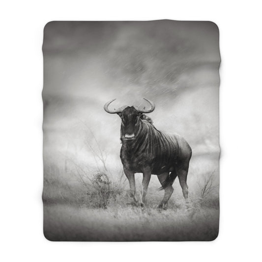 Blue Wildebeest in a rainstorm Sherpa Fleece Blanket