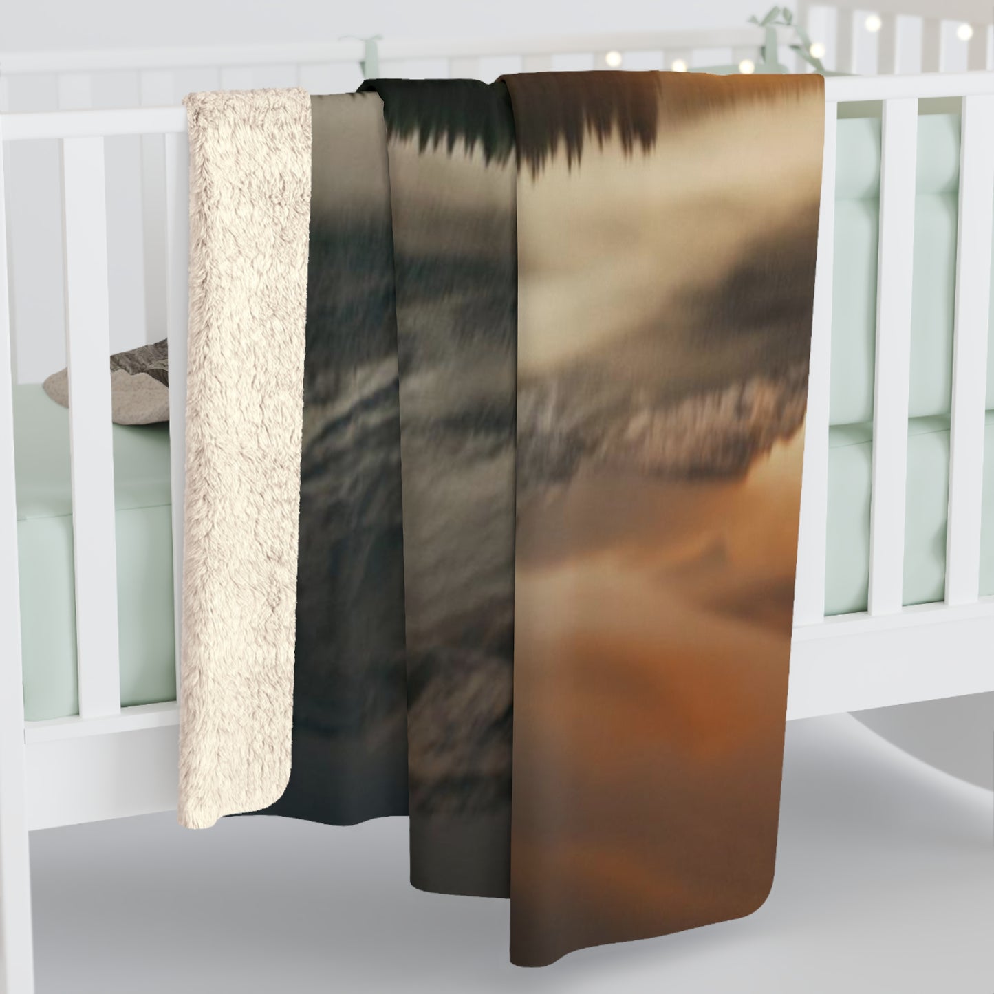 Sunset in Banff Alberta Sherpa Fleece Blanket for Home