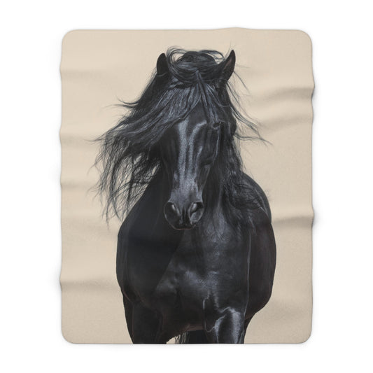 Black Stallion Sherpa Fleece Blanket for Home