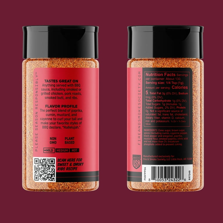 Fire & Smoke Society Brazen Pig BBQ Seasoning, No Salt Seasoning SlobsRus BBQ