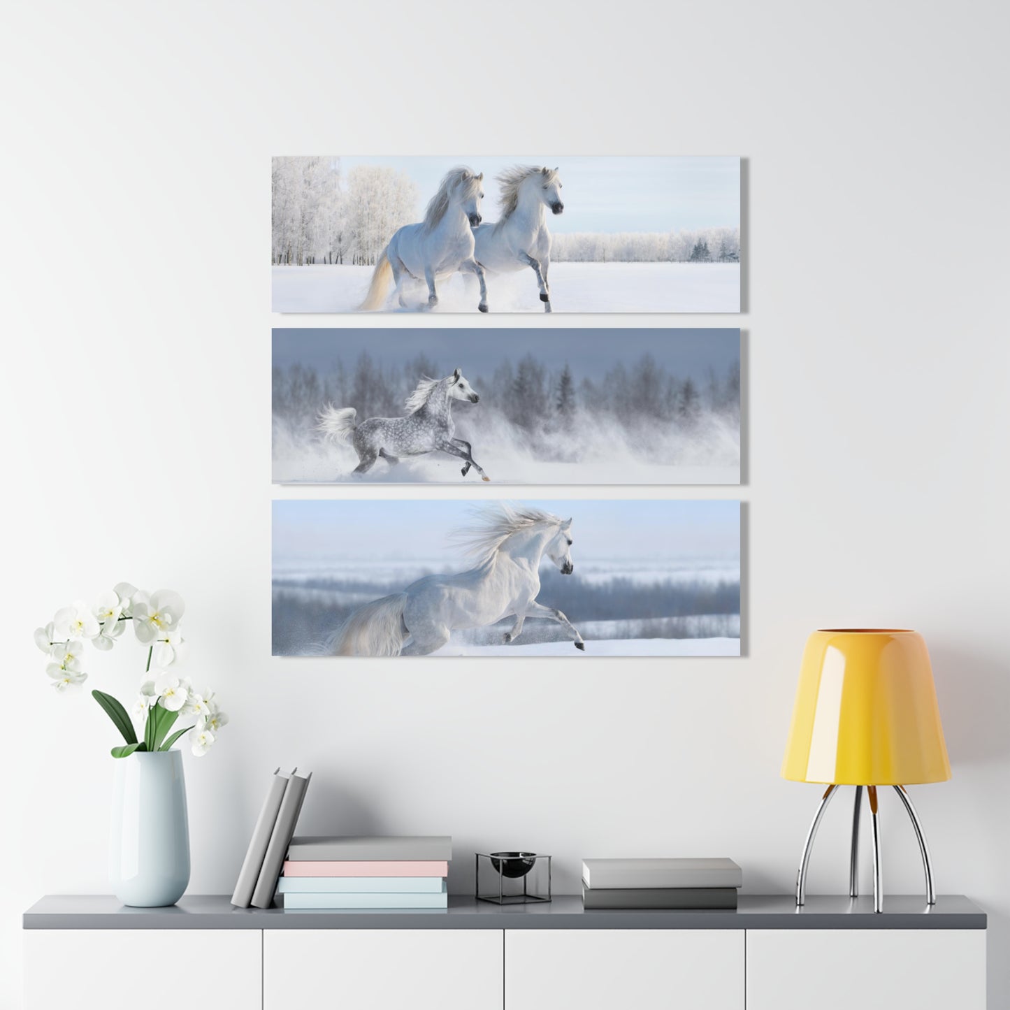 Wild White Horse Acrylic Prints (Triptych)