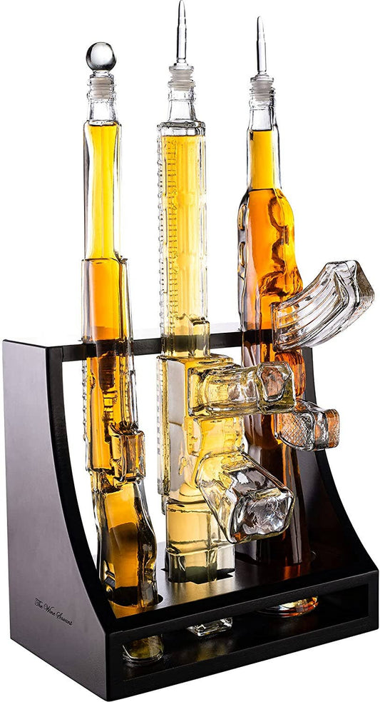 Gun Decanter Set - 3 Gun Decanter - AR-15, AK-47, & Rifle