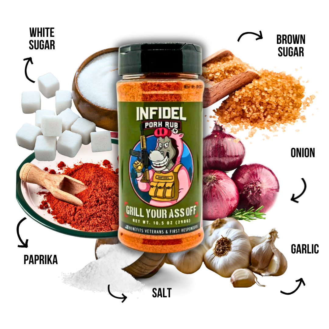 Infidel Pork Rub™ – Bold Flavor for Unforgettable BBQ Grill Your Ass Off - Spices, Rubs, Seasonings, Sauces, Jerky