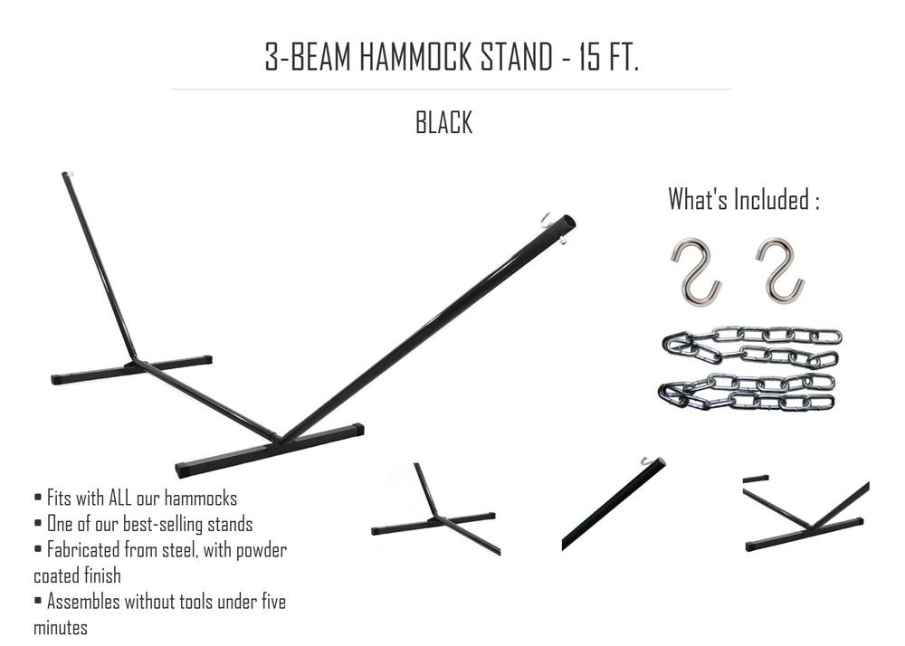 Deluxe Quilted Hammock with 3-Beam Stand Hammock Universe Canada