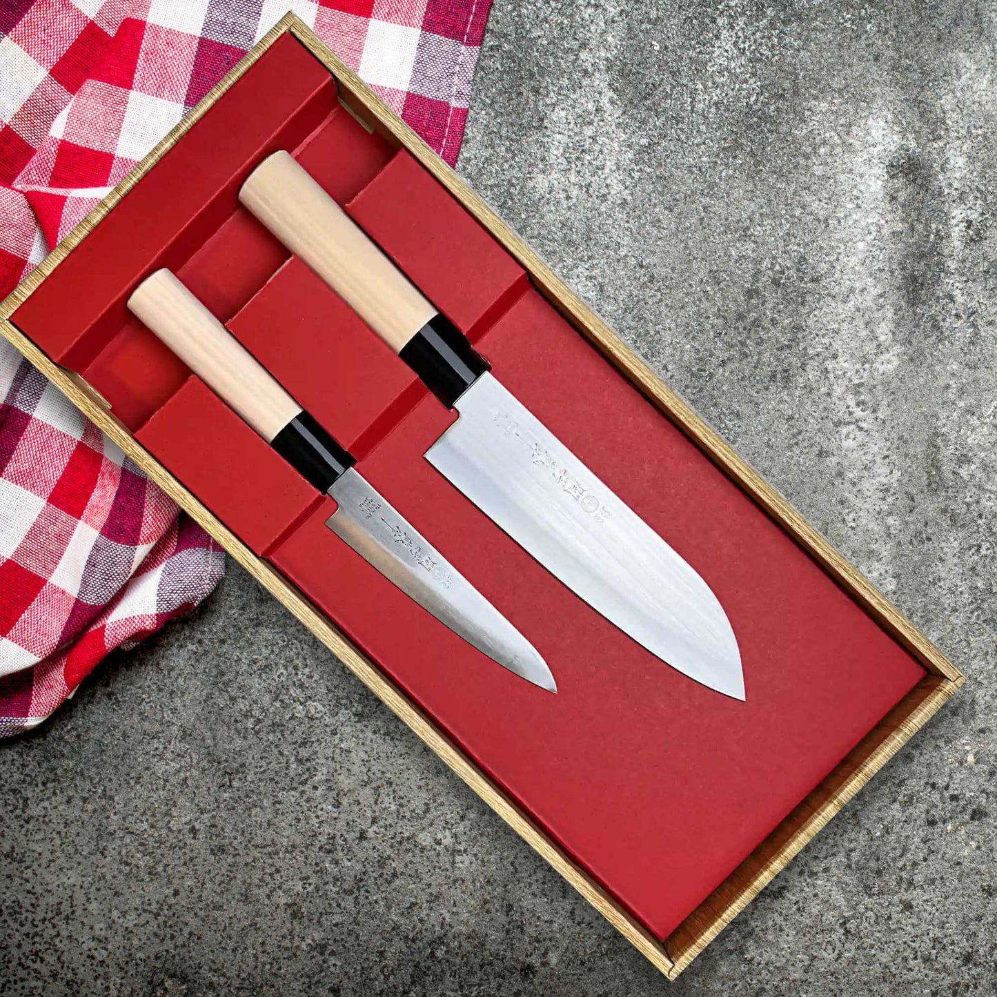 Two Piece Knife Set Santoku and Petty Knife - Made in Japan Ginza Steel