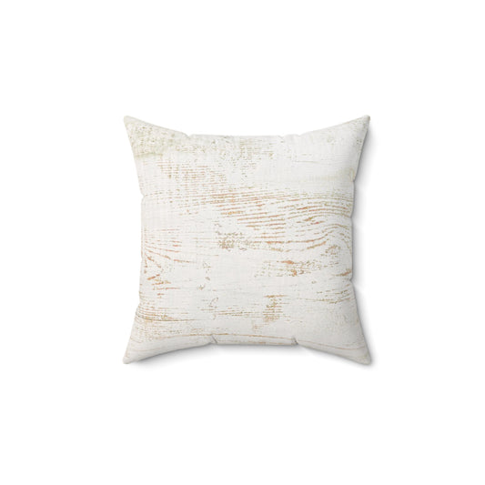 White Barnboard Spun Polyester Square Pillow