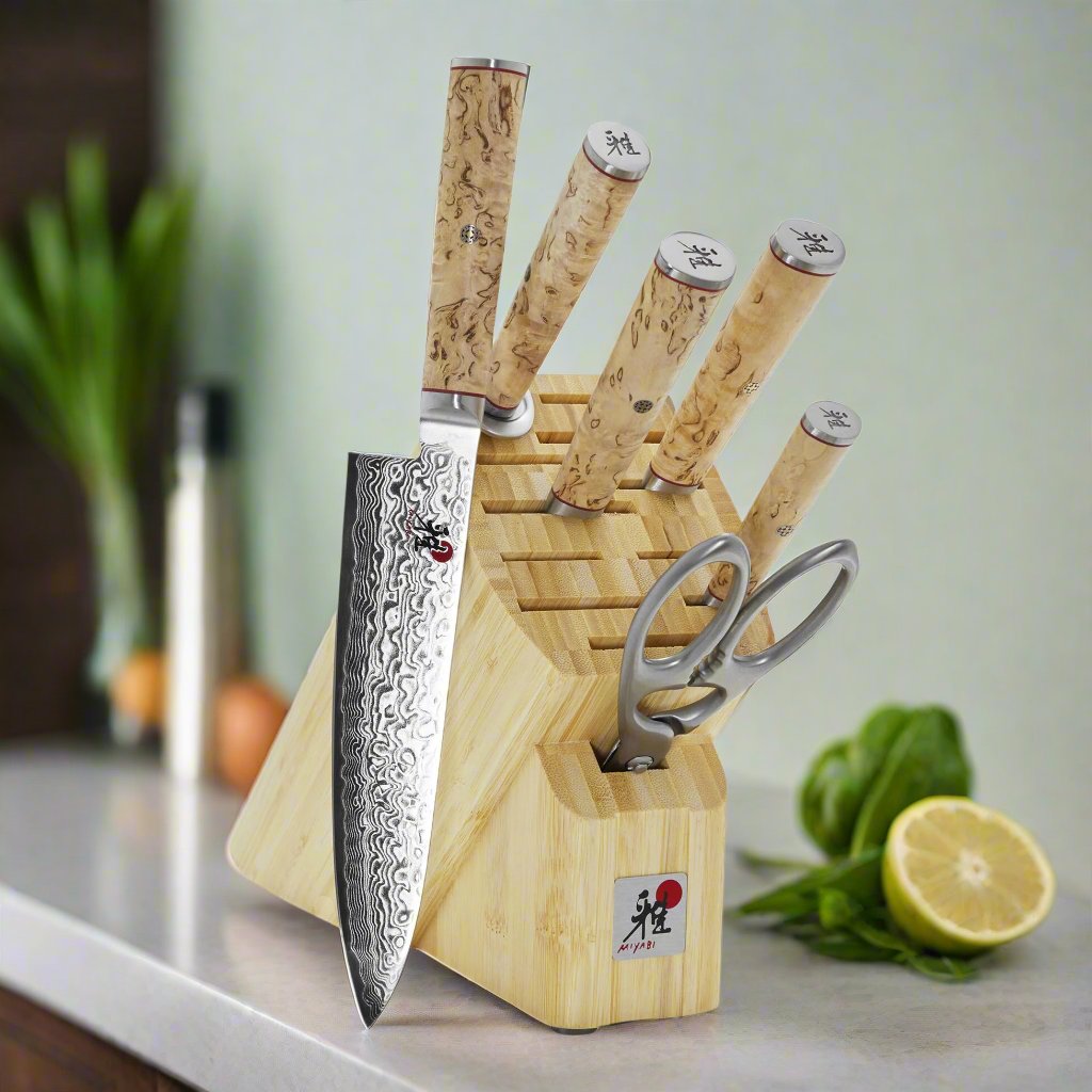 MIYABI 5000 MCD - 7 Piece, Knife block set, brown Ginza Steel