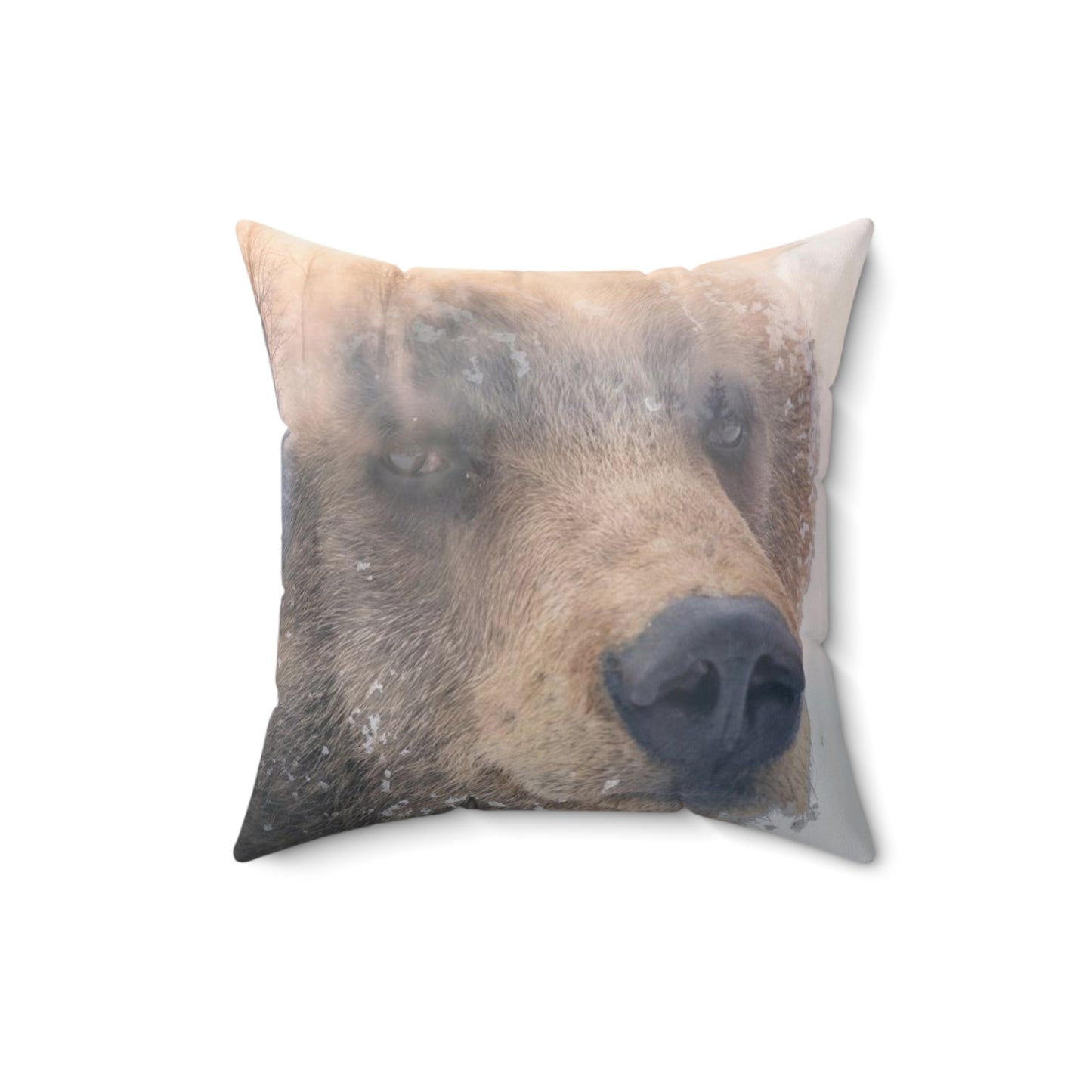Bear in the fog Polyester Square Pillow