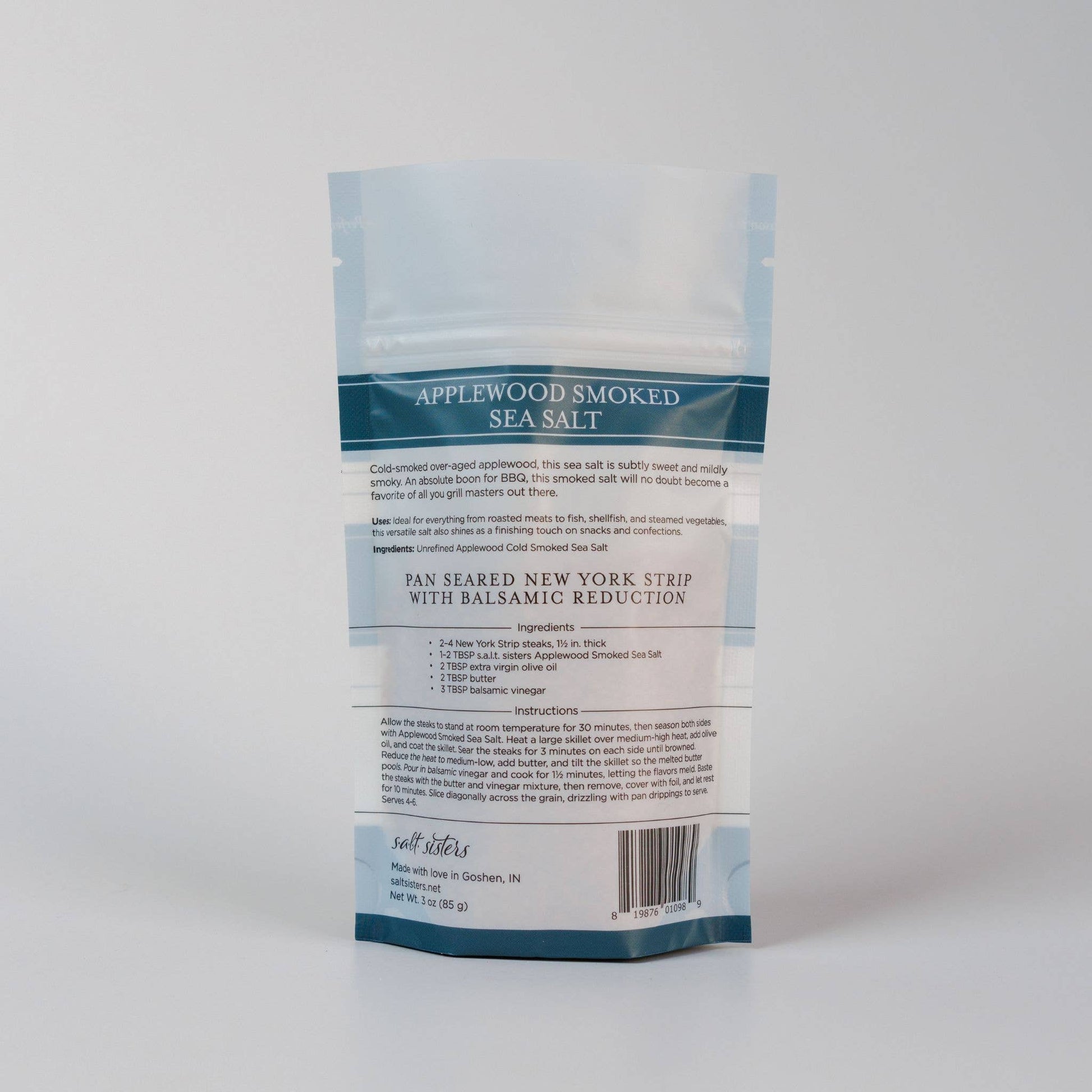All-Natural Sea Salt - Applewood Smoked - 3 oz Bag Salt Sisters