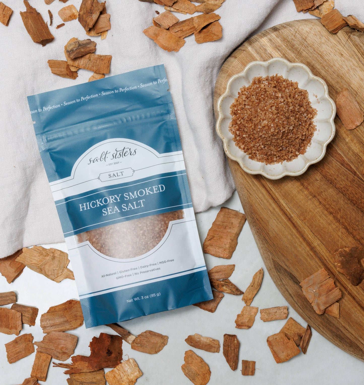 All-Natural Sea Salt - Hickory Smoked - 3 oz Salt Sisters