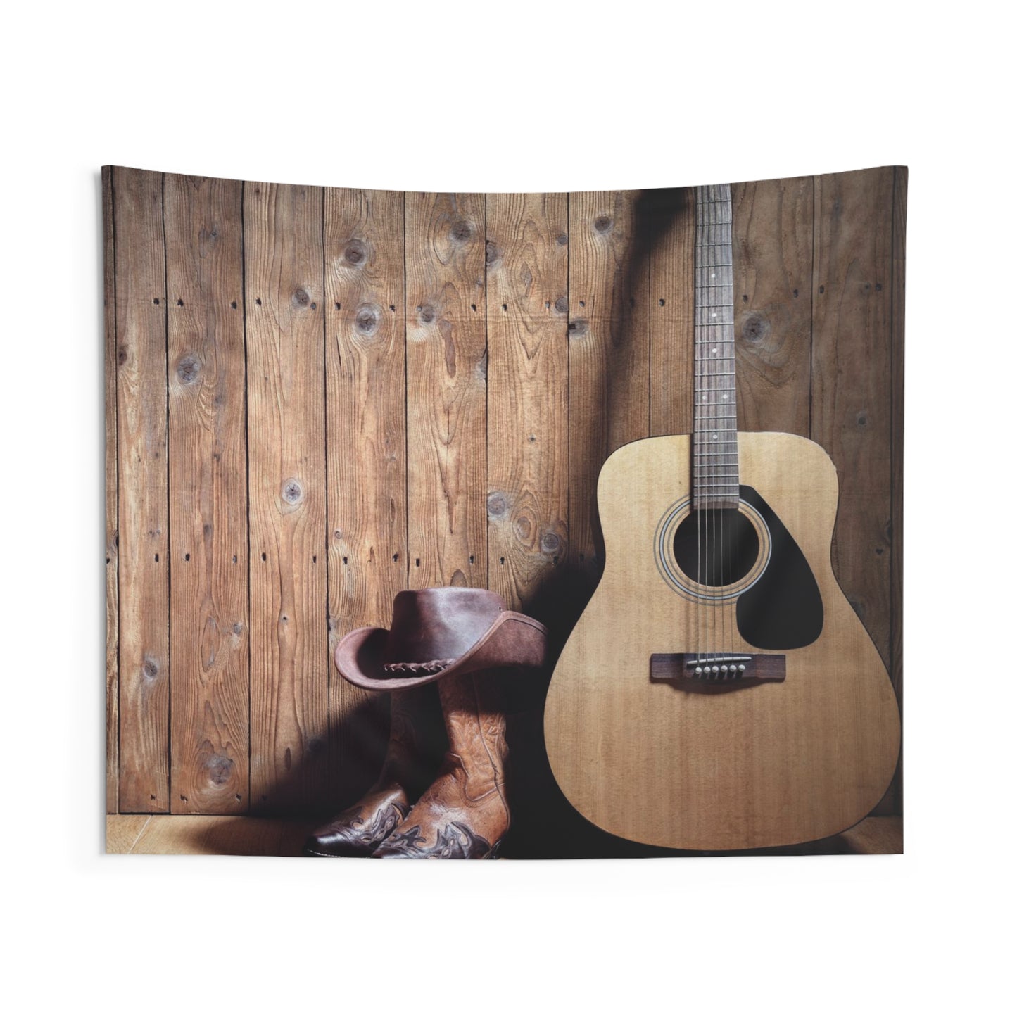Acoustic Guitar Cowboy Boot - Indoor Wall Tapestries