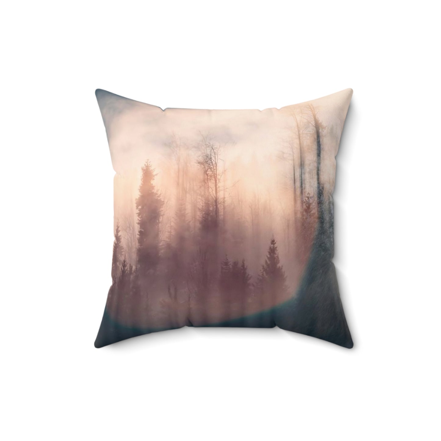 Bear in the fog Polyester Square Pillow