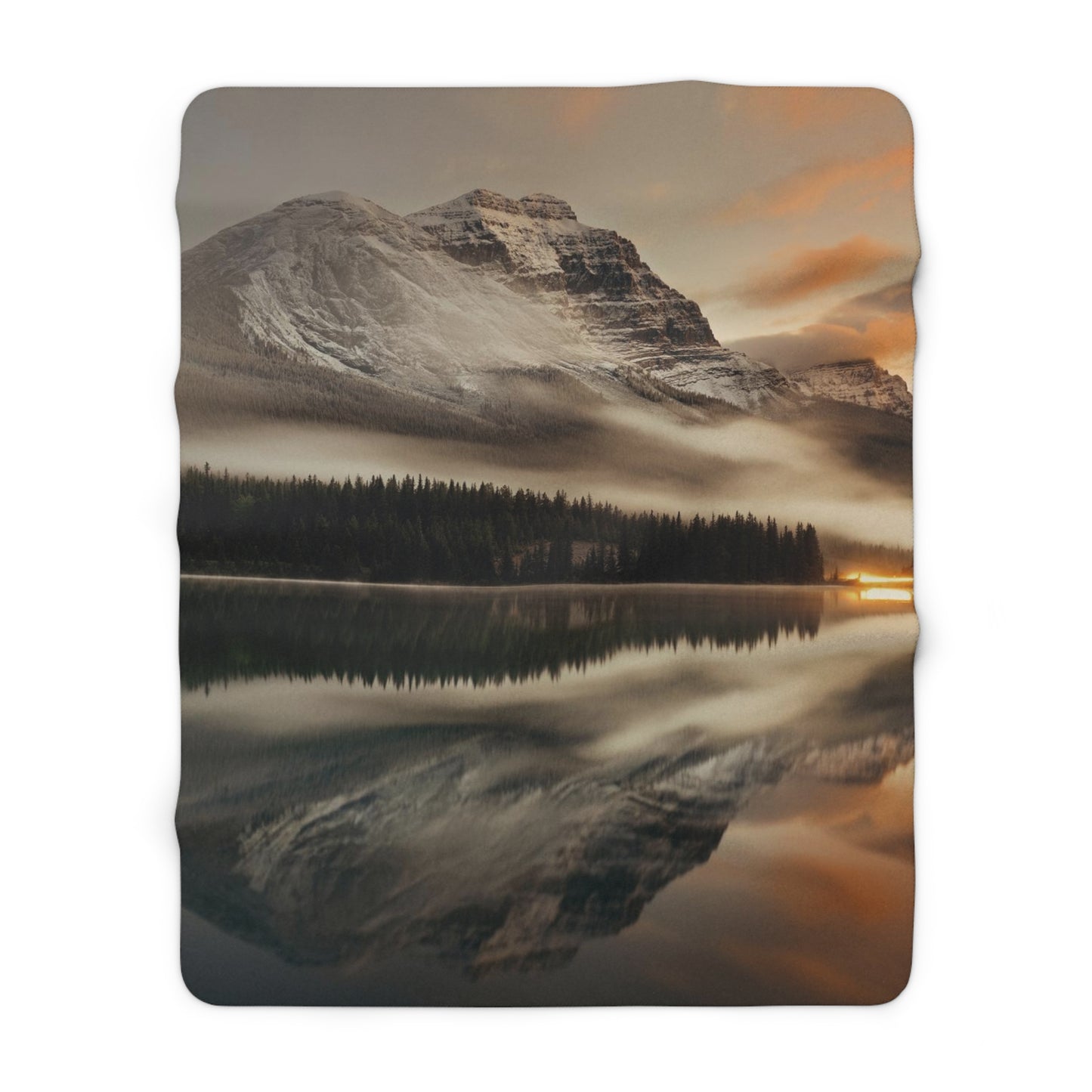 Sunset in Banff Alberta Sherpa Fleece Blanket for Home