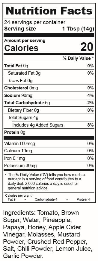 Torchbearer Pineapple Papaya BBQ | 12oz Bottle| Fruity, Mild | Heat 1/10