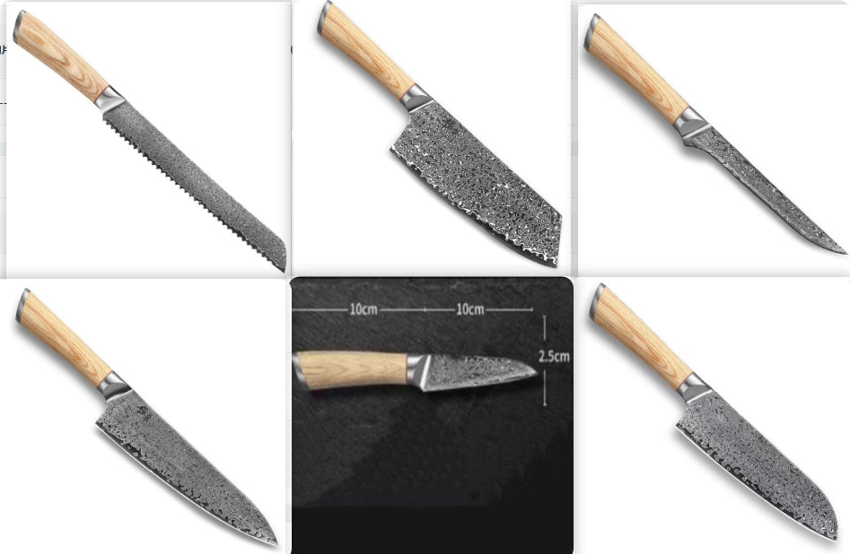 V-Gold 67-Layer Damascus Kitchen Knife – Stainless Steel Chef, Cleaver & Utility Knife