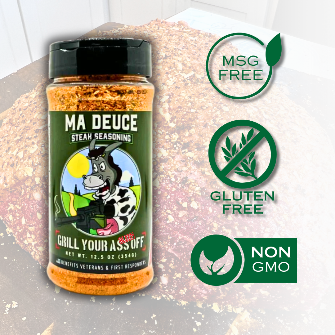 Ma Deuce Steak Seasoning™ - Beef, Meat, Kitchen, BBQ Rubs Grill Your Ass Off - Spices, Rubs, Seasonings, Sauces, Jerky