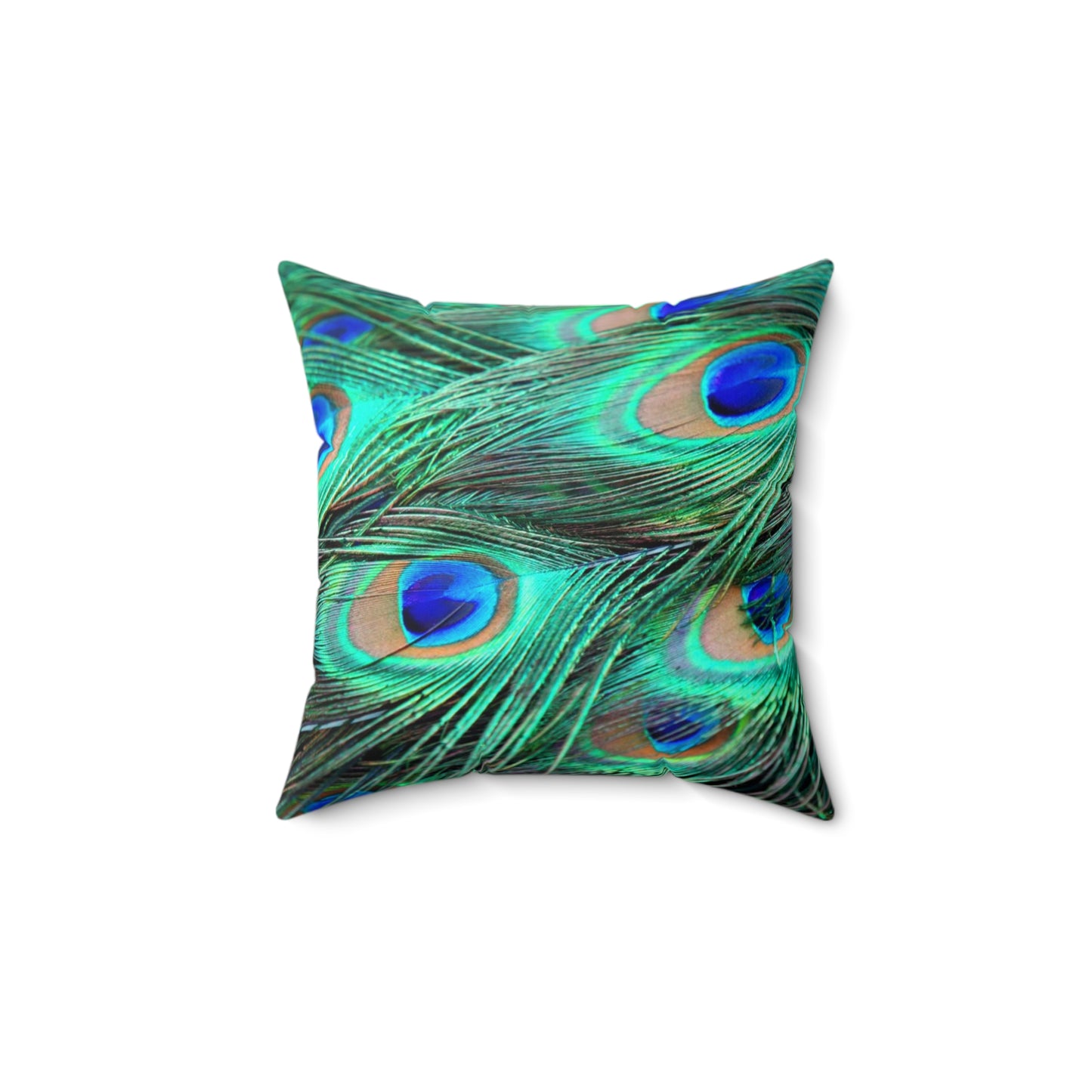 Peacock Feathee Spun Polyester Square Pillow