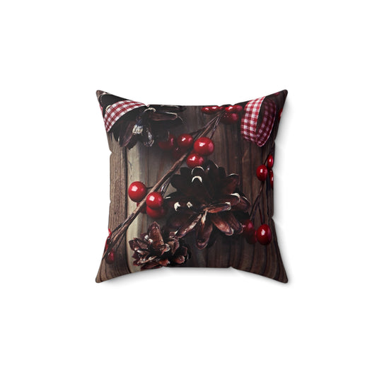 Rustic Christmas Spun Polyester Square Pillow