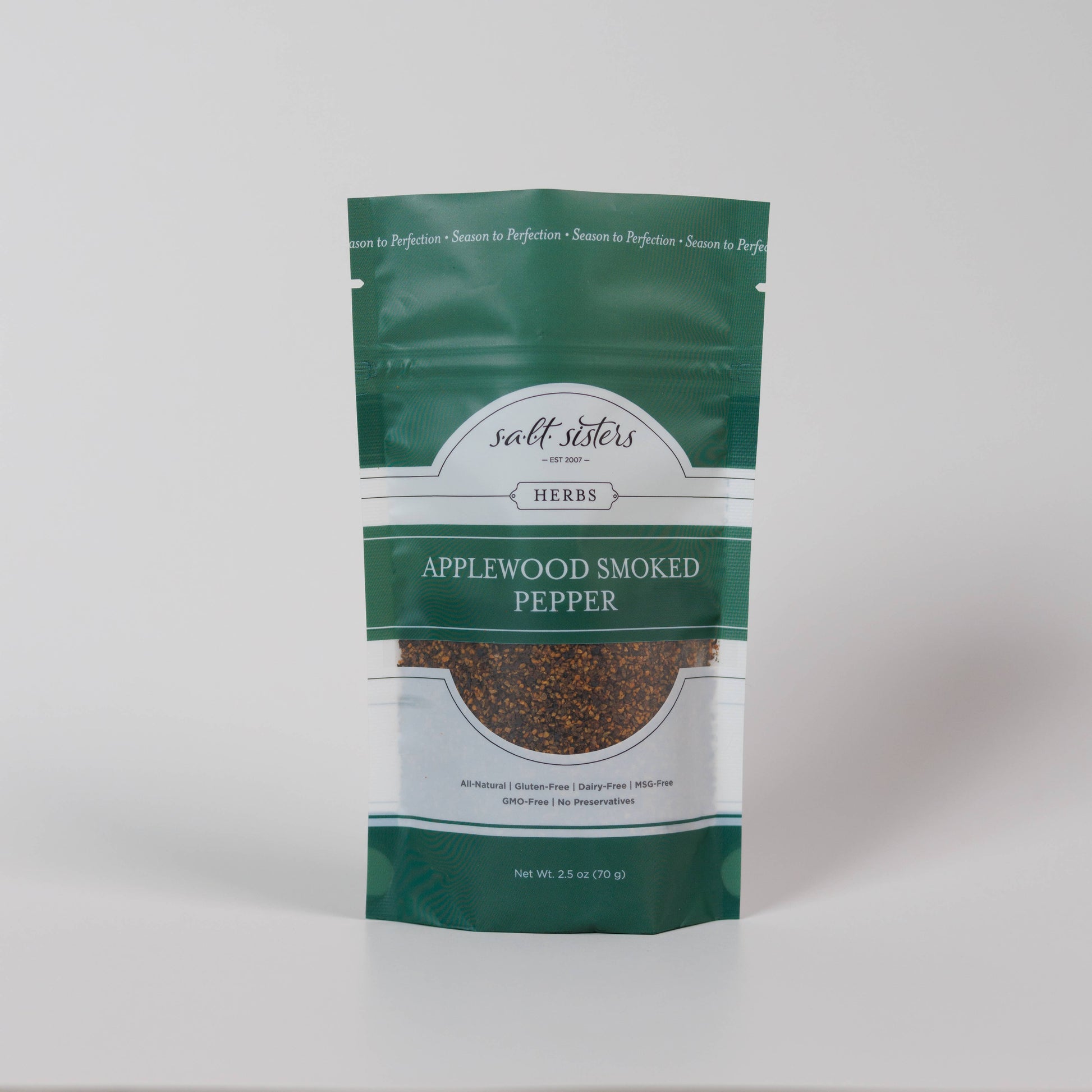 Salt Sisters Cracked Peppercorns - Applewood Smoked - 2.5 oz Salt Sisters